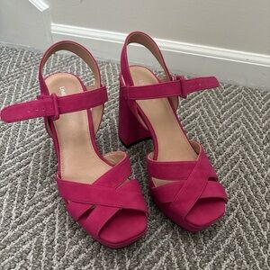 Limelight Pink Strappy Block Heel Sandals
